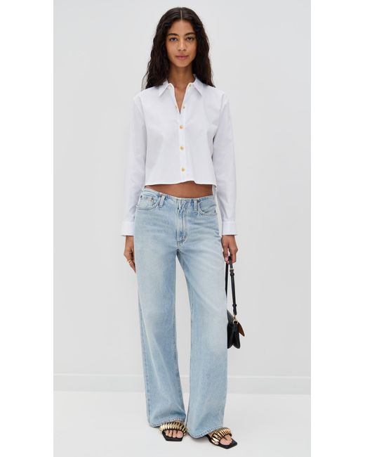 L'Agence White Cosette Crop High Low Shirt