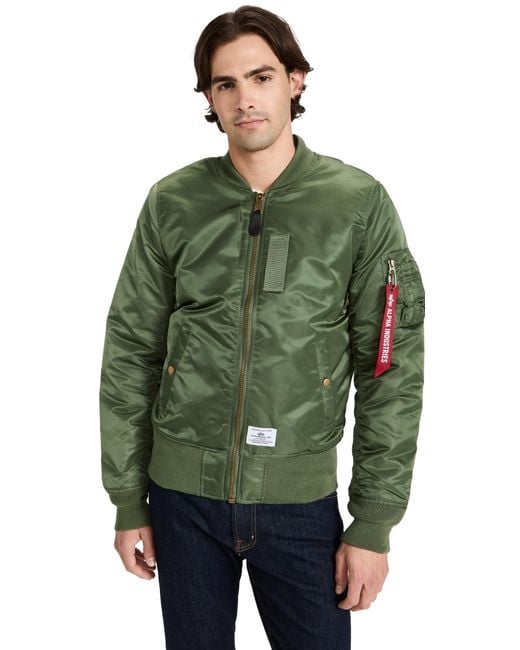 Alpha Industries Green Ma-1 Mod Bomber Flight Jacket for men