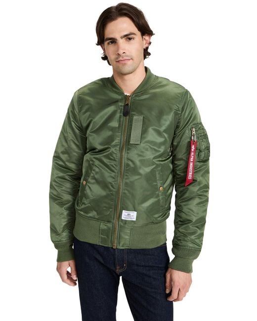 Alpha Industries Green Ma-1 Mod Bomber Flight Jacket for men