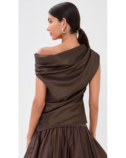 Jonathan Simkhai Brown Vivia Draped Top