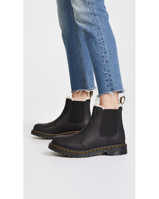 Dr. Martens Leonore Faux Fur Lined Chelsea Boot in Black | Lyst