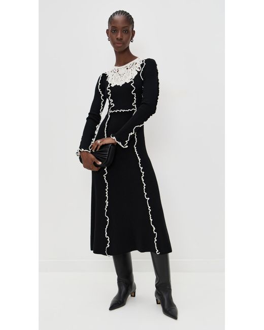 Sea Black Vania Lace Midi Knit Dress