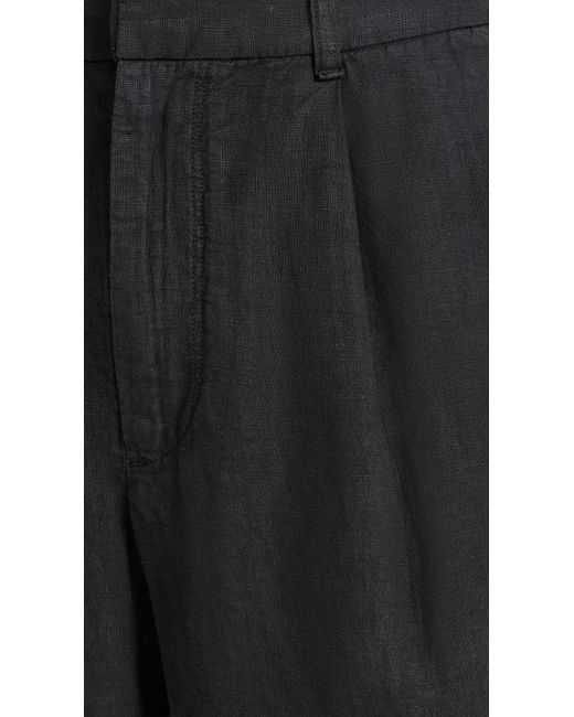 Rag & Bone Black Elliot Linen Pleated Shorts for men