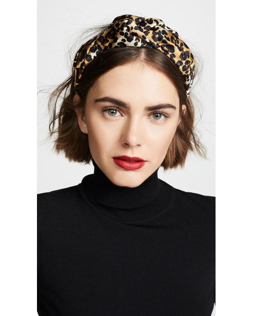 Jennifer Behr Fiona Leopard-print Silk Headband in Black - Lyst