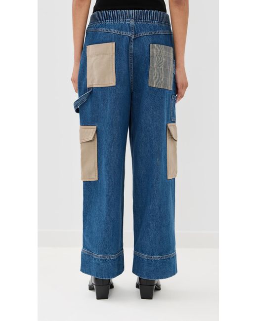 3.1 Phillip Lim Blue Denim Patchwork Pull On Jeans
