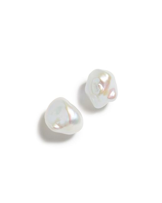 Agmes White Baroque Pearl Studs