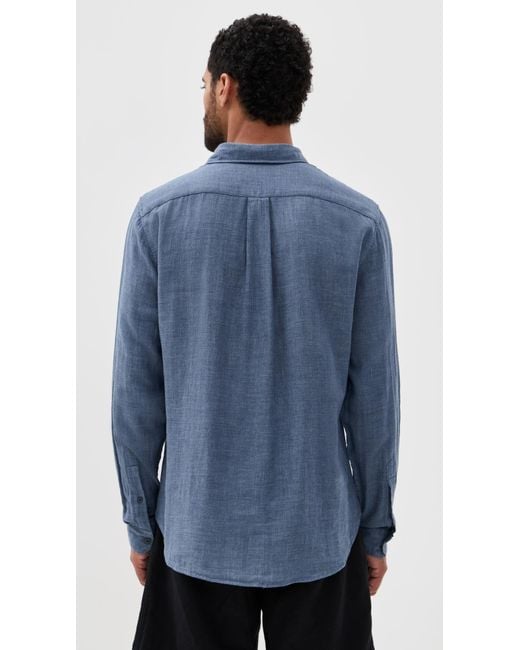 Vince Blue Double Face Long Sleeve Shirt for men