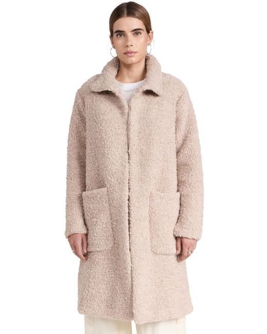 James Perse Natural Sherpa Boucle Funnel Neck Coat