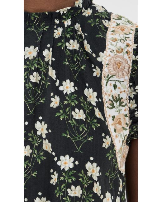 Sea Black Elizabeth Print Mini Flutter Sleeve Dress