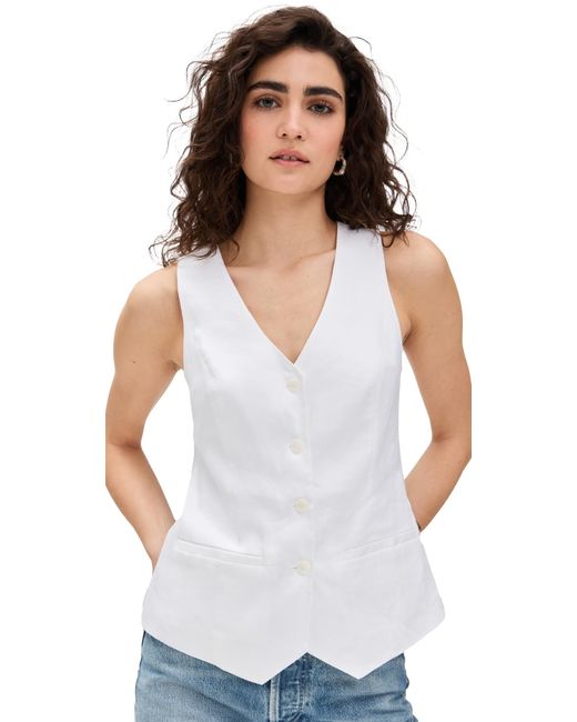 FAVORITE DAUGHTER Women's White The Jones Linen Vest