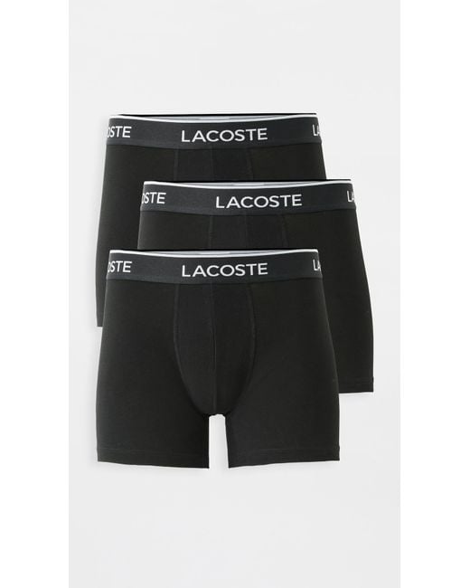 Lacoste Black Cotton Stretch Jersey Boxer Briefs 3 Pack for men