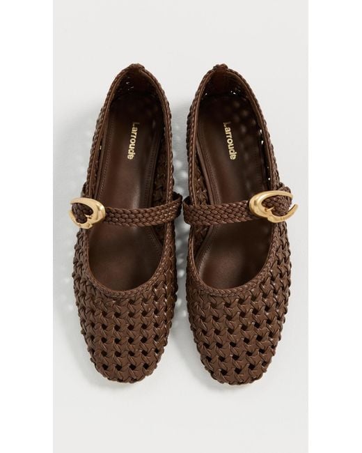 Larroude Brown Verona Macrame Flats
