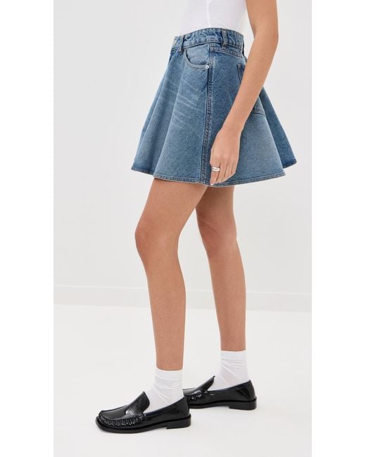 AMI Blue Flare Mini Skirt