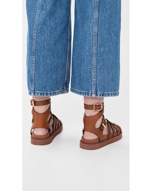 【送料&関税込】Zimmermann Goldie Gladiator Flats In Brown L Goldie leather gladiator sandals in brown - Zimmermann