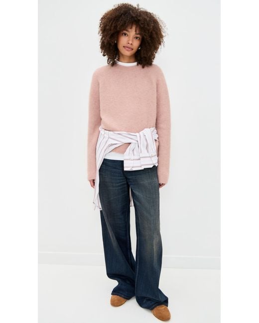 Vince Pink Alpaca Crew Brushed Sweater