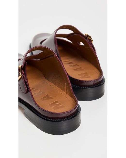 Marni Brown Leather Slides