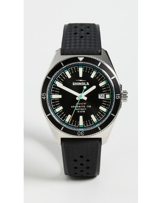 Shinola Duck 3Hd, Rubber Strap Watch in Black for Men | Lyst