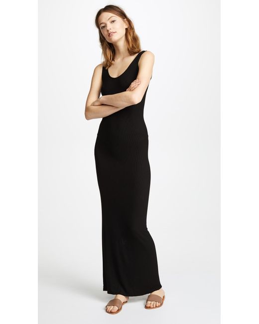 black ribbed maxi dress