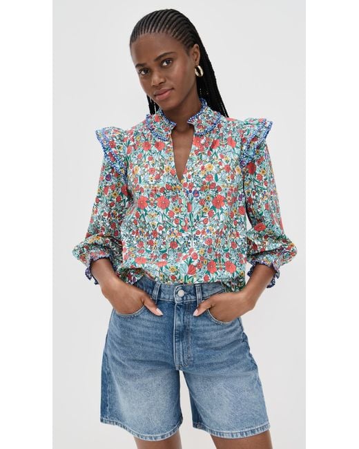 Shoshanna Blue Bevil Top