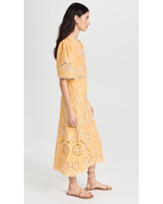Sea Yellow Liat Embroidery Short Sleeve Dress