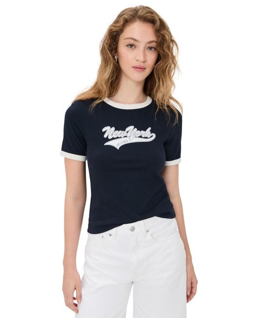 Rag & Bone Blue Ny Mica Ringer Tee