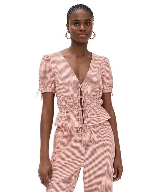 Wayf Pink Nina Tie Front Top