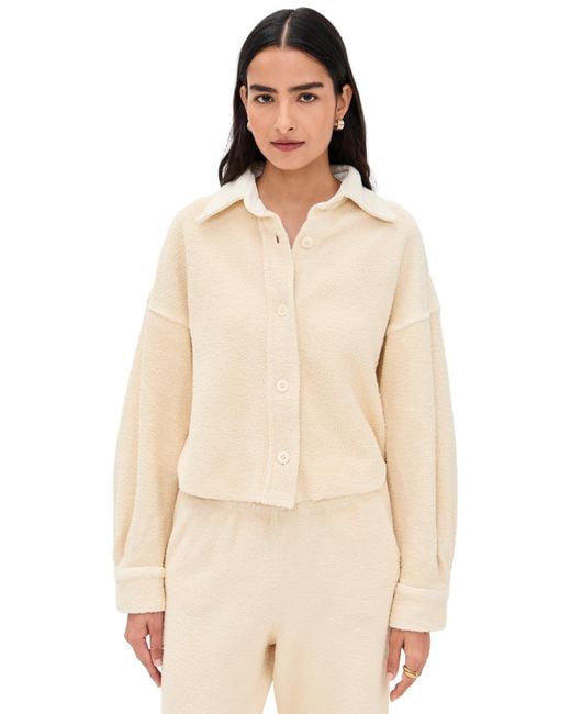 Les Tien Natural Alison Oversized Crop Button Up