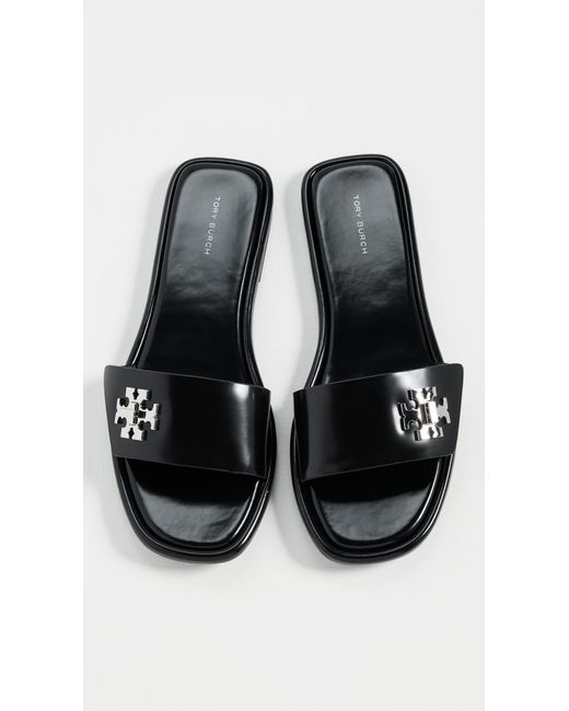 Tory Burch Black T Lock Slides