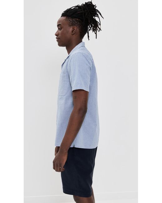 Vince Blue Seersucker Camp Shirt for men