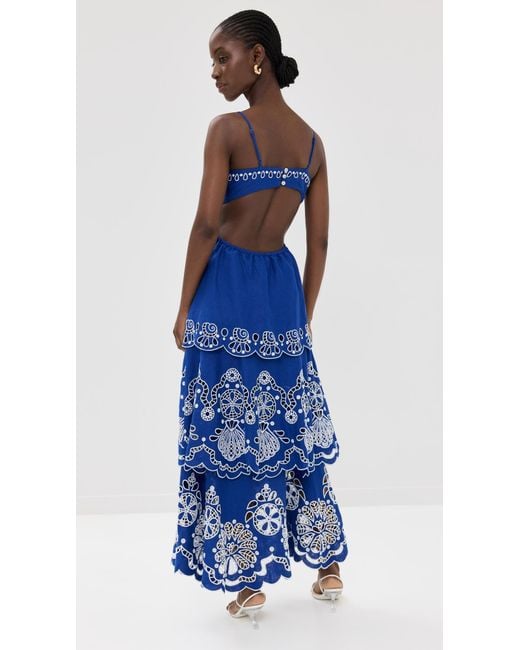 blue flower richelieu midi dress Farm Rio Richelieu Midi Dress main image 1