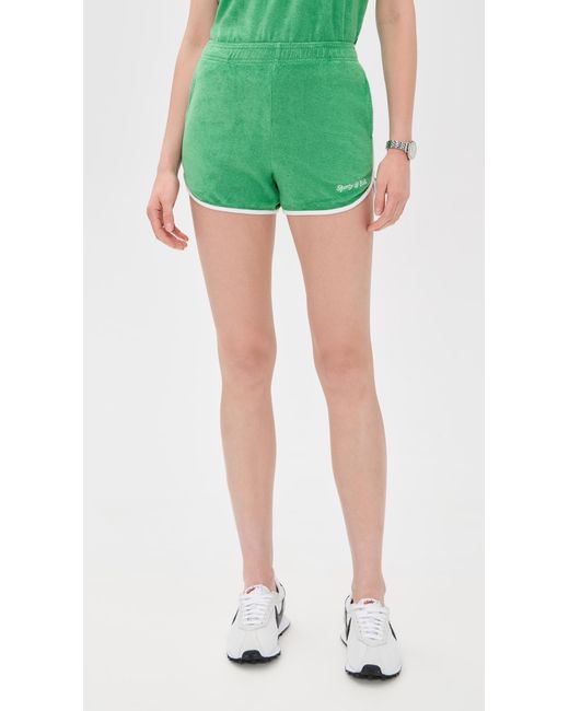 Sporty & Rich Green Italic Logo Terry Shorts