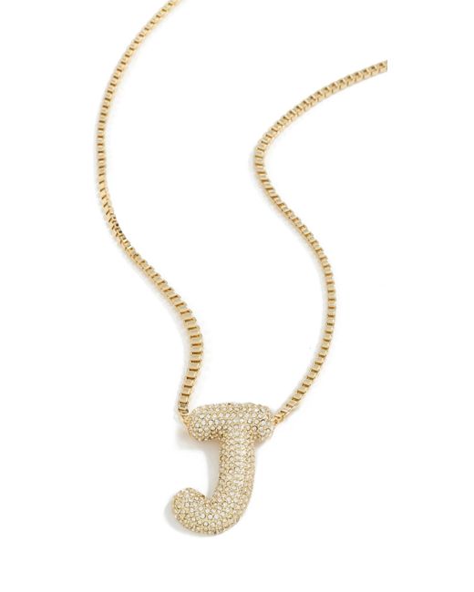 BaubleBar White Pave Bubble Initial Necklace