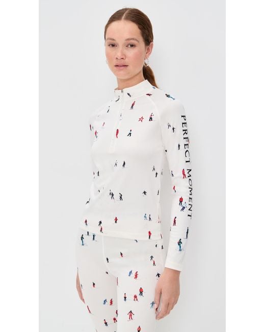 Perfect Moment White 1/4 Zip Base Layer Top