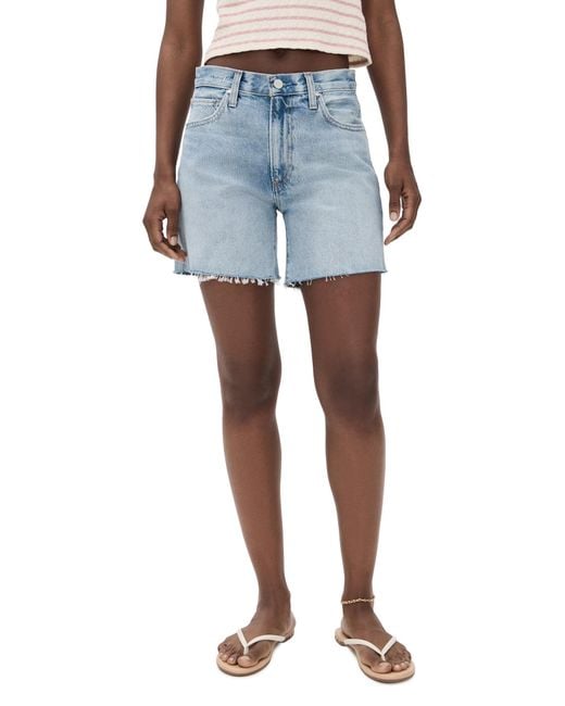 PAIGE Archie Long Shorts in Blue | Lyst