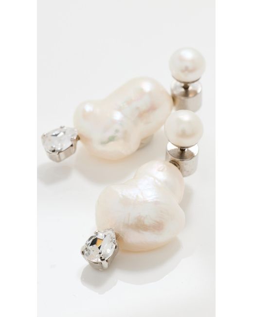 Simone Rocha White Crystal & Peanut Pearl Earrings