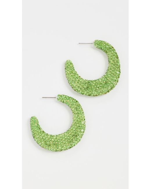 Lele Sadoughi Green Archer Pave Hoop Earrings