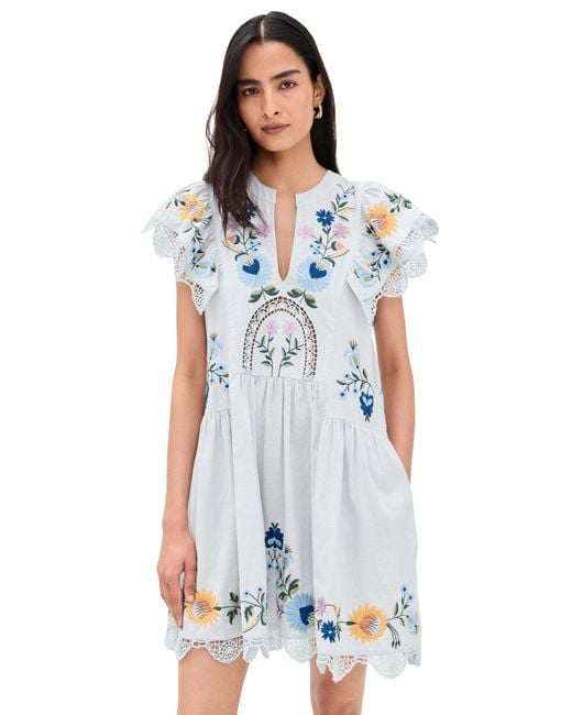 Sea White Celia Embroidery Dress