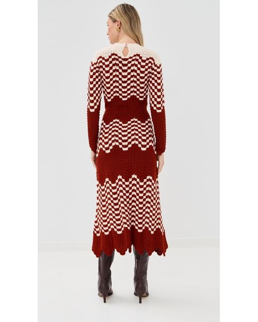 Escvdo Red Musa Long Sleeve Maxi Dress