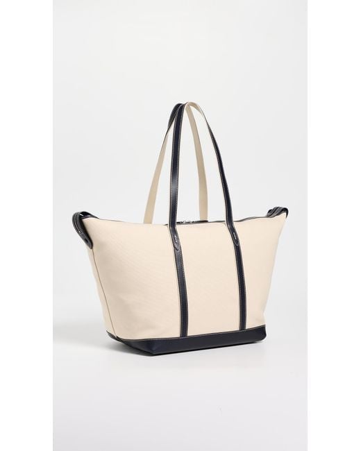 Polo Ralph Lauren White Leather Trim Canvas Large Shopper Tote