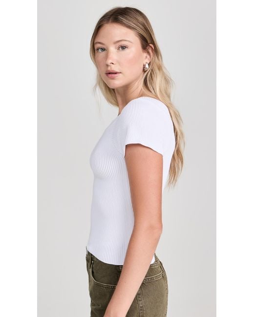 Free People White Ribbed Seamless Top