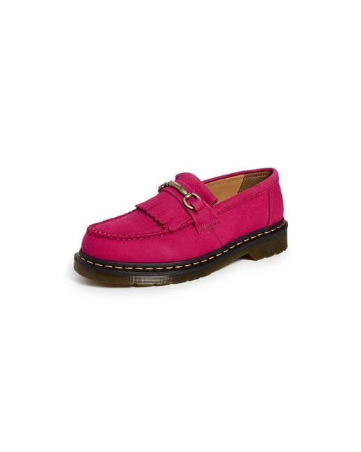 Dr. Martens Pink Adrian Snaffle Milled Nubuck Flats