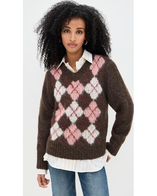 DUNST Black Baby Alpaca Argyle Sweater
