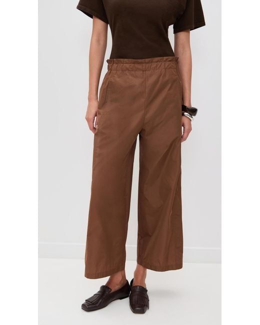 MEIMEIJ Brown Taffeta Pants With Elastic Waist
