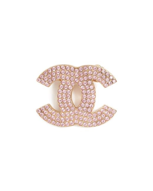 What Goes Around Comes Around Chanel Crystal Cc Hair Pin in Pink