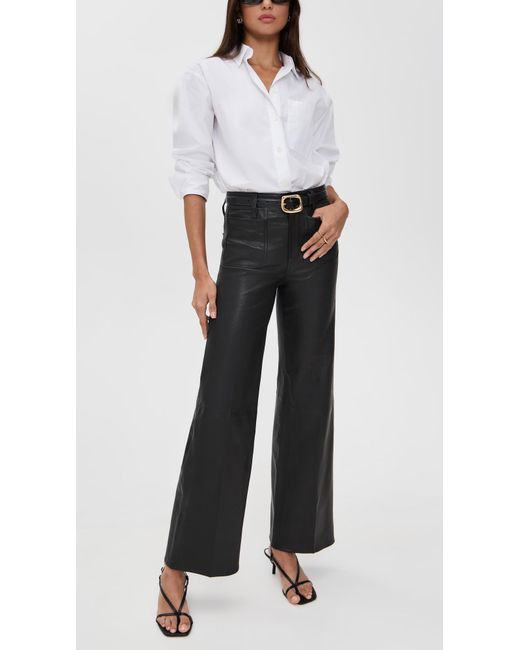 FRAME Black Leather Le Slim Palazzo Modernist Pocket Pants