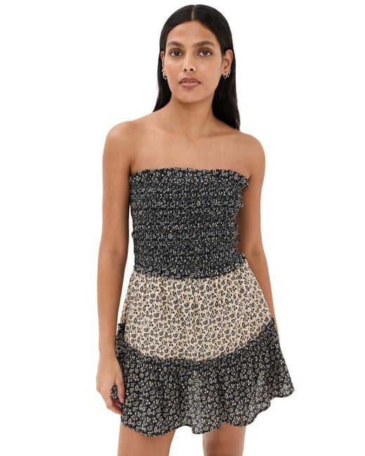 Sea Black Panna Color Block Smocked Coverup