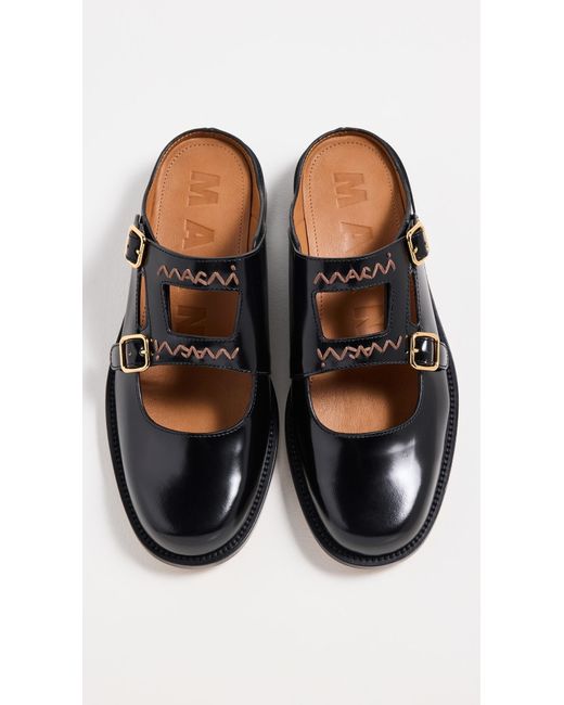 Marni Black Leather Slides