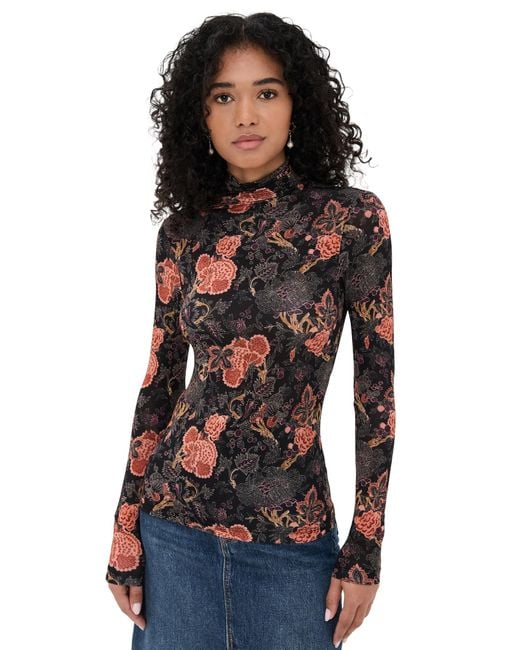 Ulla Johnson Black Aurelia Jersey Long Sleeve Turtleneck Top