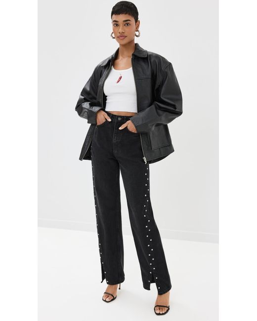 Reformation Black Cary High Rise Slouchy Straight Leg Jeans