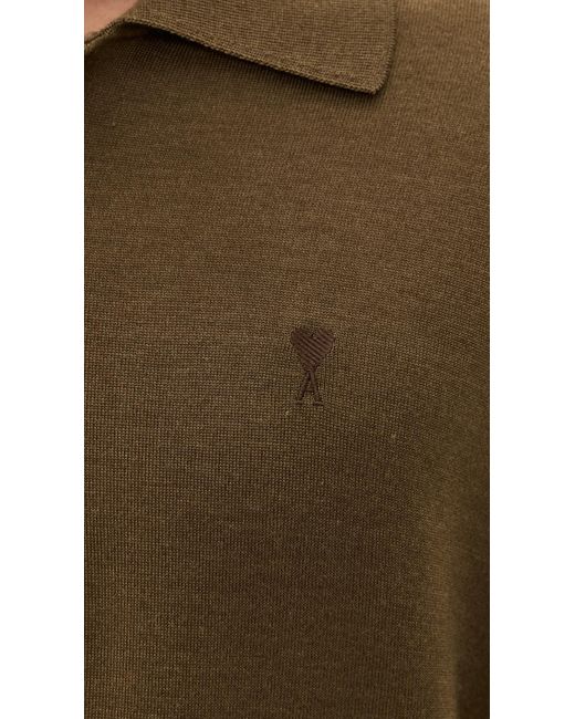 AMI Brown Extrafine Wool And Silk Knit Shirt for men